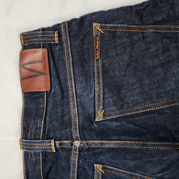 NUDIE BUTTON GRIM TIM ORGANIC DRY NAVY JEAN - Picture 9 of 14